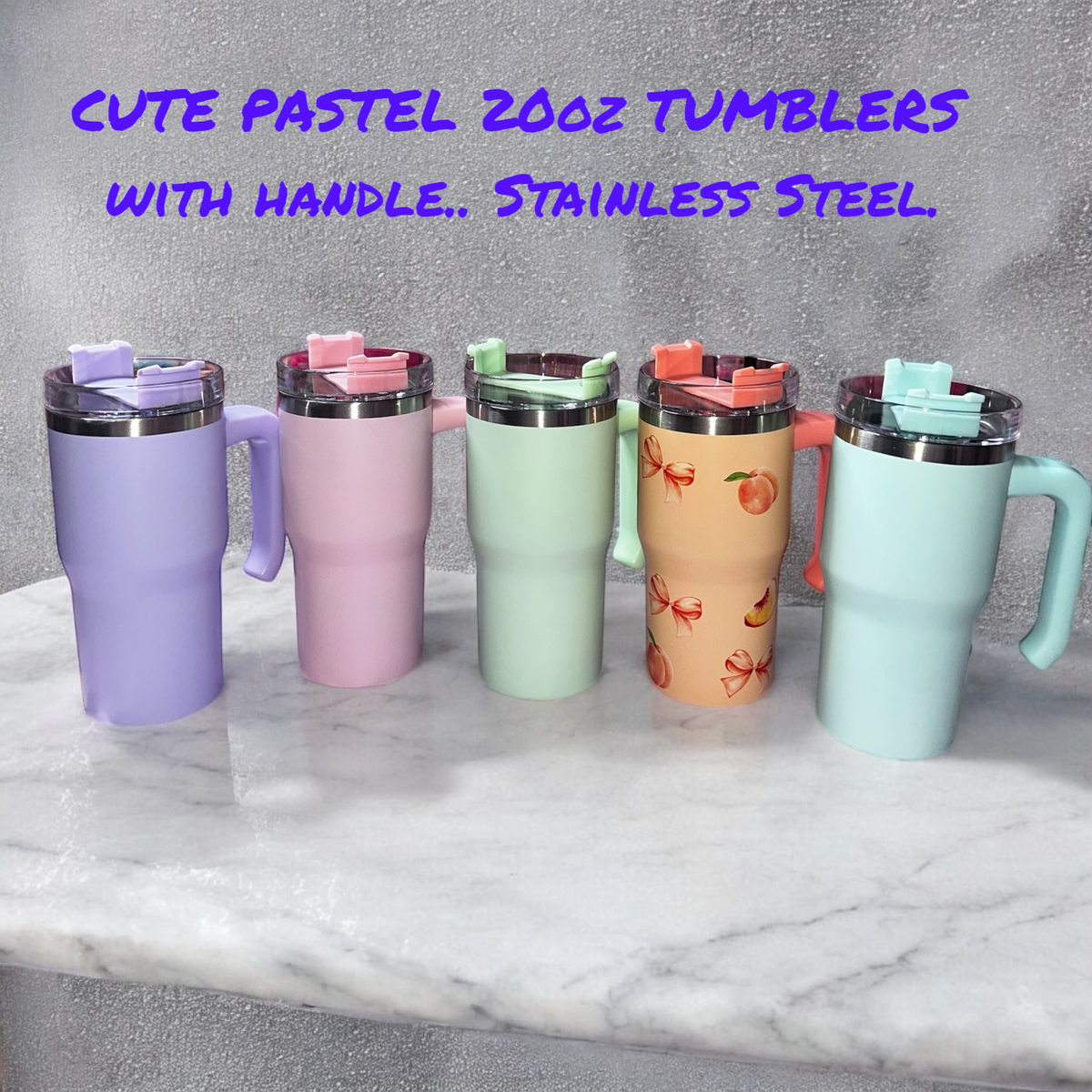 PASTEL 20oz TUMBLER WITH HANDLE..